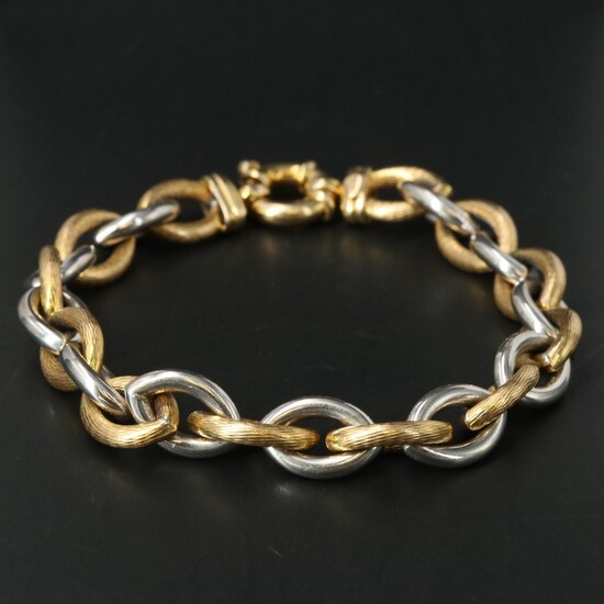 14K Yellow and White Gold Cable Chain Bracelet