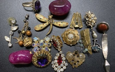 16 Jewelry Makers Lot, Sterling, Coro, Tourmaline