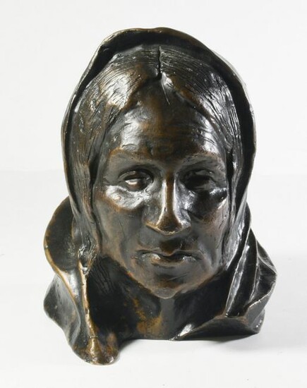 1899 Henry Farny Bronze Bust of Zuni Woman 8/10