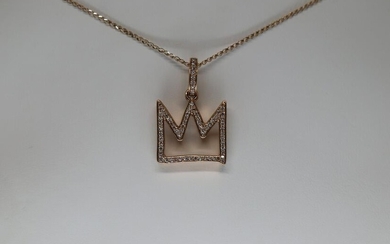 18k Necklace with diamond crown pendant