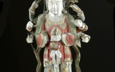 18th C. Japanese Wood Figure - Bodhisattva Marishiten