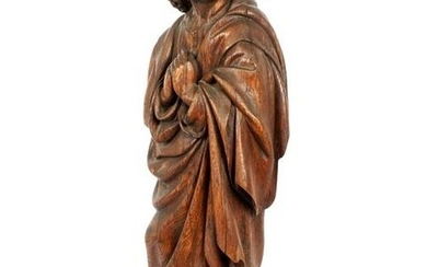 18th/19th Century Carved Wood Figure of a Priest