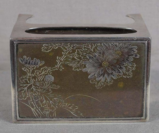 1910s Japanese silver & mixed metal MATCH BOX HOLDER