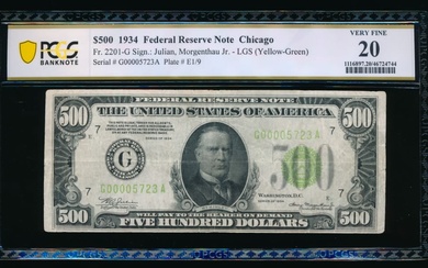 1934 $500 Chicago FRN PCGS 20