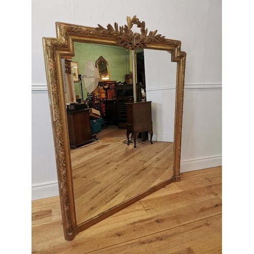 19th C. decorative gilt wood over mantle mirror {150 cm H x ...