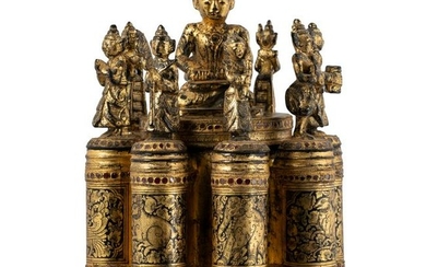 19th Century Antique Burmese Shwe Zawa Lacquerware