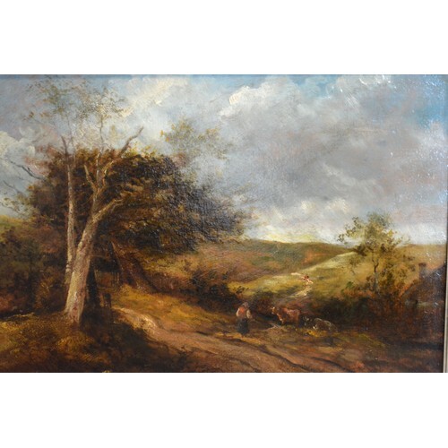 19th Century English School 'Rural Scene with Figure on a Tr...