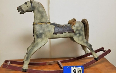 19th c. WOODEN ROCKING HORSE, 26"H X 42"L
