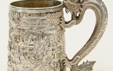 19th century Chinese export silver elaborate all-over