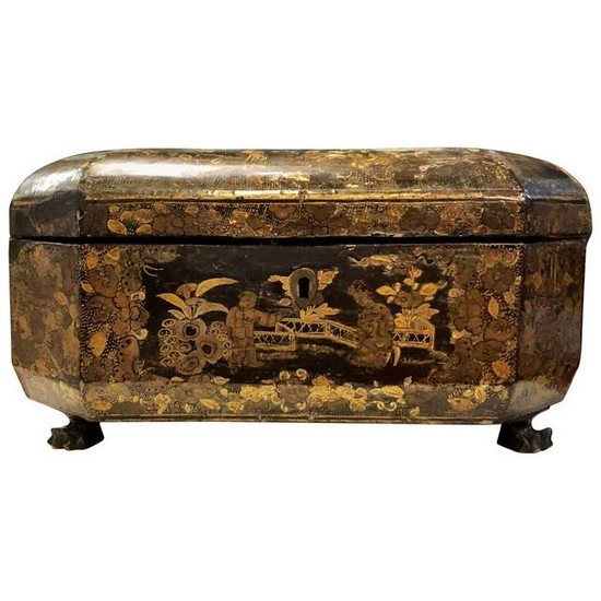 19thc English Antique Chinoiserie Lided Box