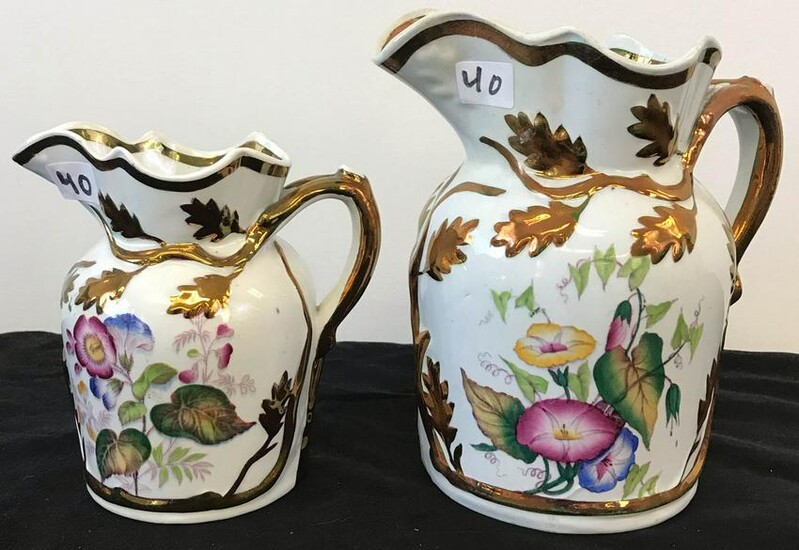 2 1800's graduated Luster pitchers