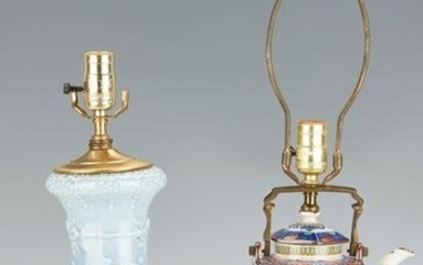 2 Asian Porcelain Lamps, Clair de Lune and Tea Kettle