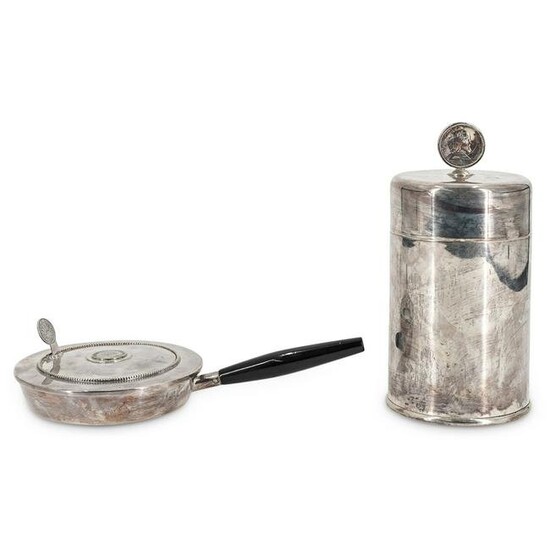 (2 Pc) 835 Austrian Silver Cooler With Serving Piece