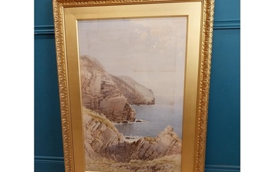 20th C. watercolour Coastal Scene in gilt frame Fred Jucker ...