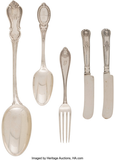 21040: A Five-Piece Group of American Silver Flatware
