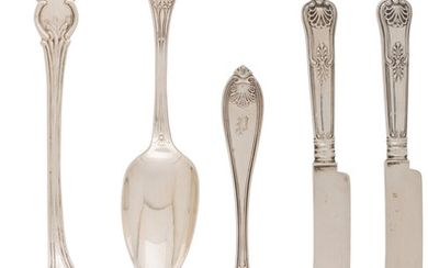 A Five-Piece Group of American Silver Flatware (late 19th-early )