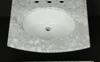 24" Italian Carrara Marble Vanity Top with 8" Faucet Holes