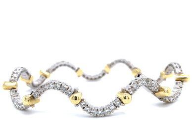 2.5 CTW Diamond Fancy-Design Tennis Bracelet 18K