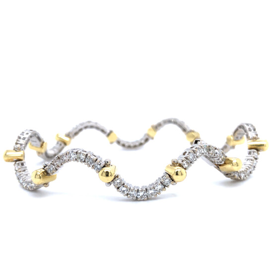 2.5 CTW Diamond Fancy-Design Tennis Bracelet 18K