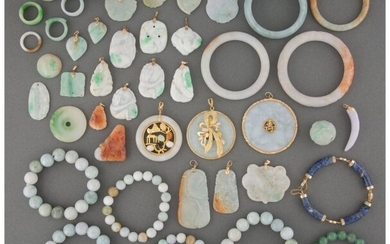 25040: A Group of Forty-Four Jade and Hardstone Jewelry