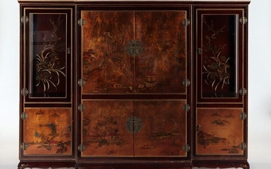 3-PT PAINTED ASIAN STYLE FRENCH CABINET C.1950