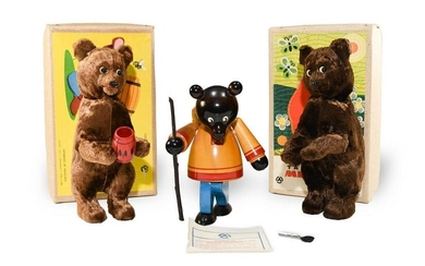 3 Russian Toy Bears Inc. Boxed Windups
