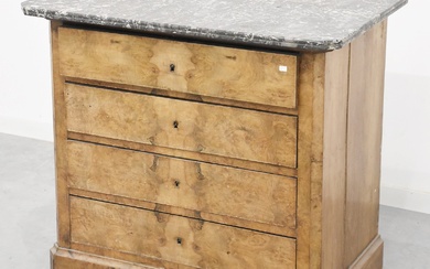 4-drawer chest of drawers, walnut funiert with dark marble top,...