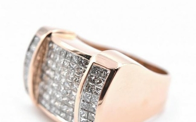 14k Rose Gold Invisible Set Diamond Ring