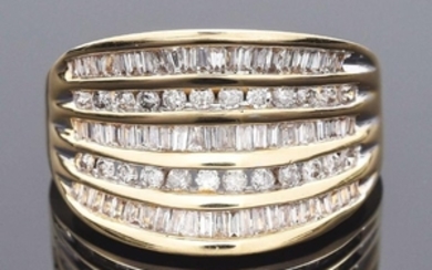 14K Yellow Gold Diamond Ribbon Ring.