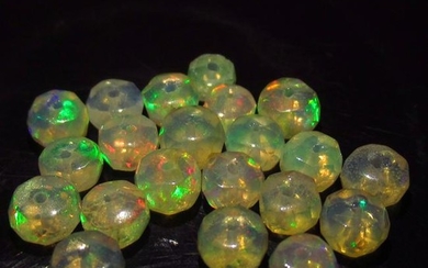 6.59 Ct Genuine 21 Drilled Round Faceted Opal Beads