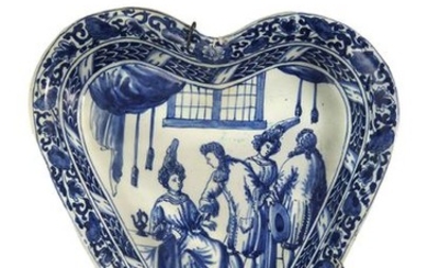 40-: Delft: rare heart-shaped beggar's dish. It depicts...