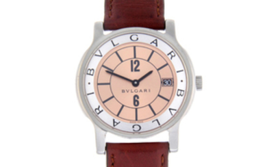 BULGARI - a gentleman's stainless steel Solotempo wrist watch.
