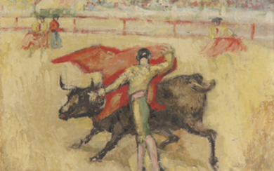 CELSO LAGAR (1891-1966) Scne de tauromachie Oil on canvas; signed...