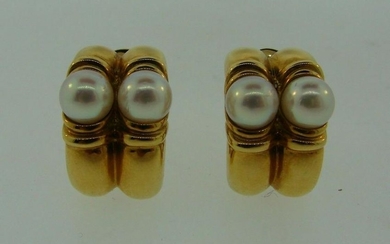 CHIC Bulgari 18k Yellow Gold & Pearl Earrings