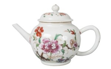 A Chinese export porcelain globular teapot, 18th...