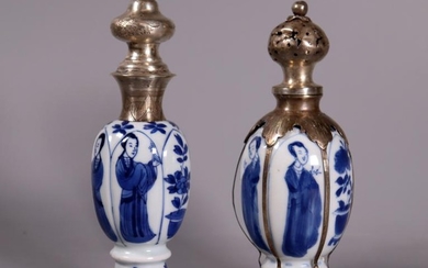 Chinese Kangxi Porcelain Mini Vases Dutch Silver