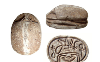 Choice Egyptian steatite scarab, 2nd Intermediate period