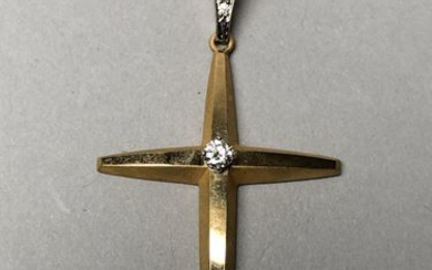 Croix pendentif, diamant - or - Poids 4.3...