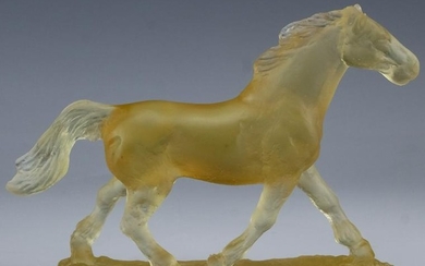 Daum Pate De Verre Citrine Glass Horse Sculpture