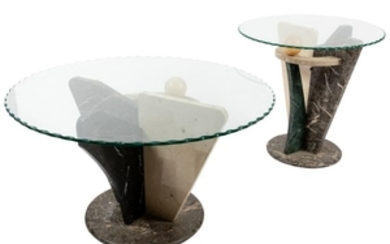 Deco Style Marble Tables - Pair