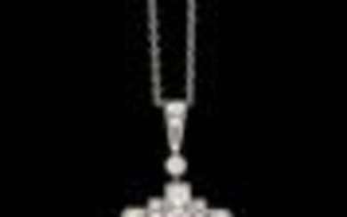 A diamond and amethyst pendant
