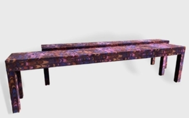 Pair Of Fabric Covered Console Tables
