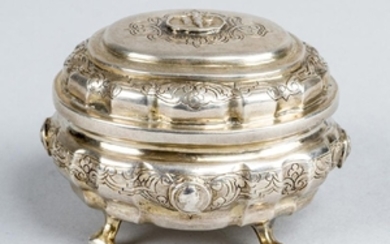 Fine Augsburg Silver Box, oval shape, partly flute…