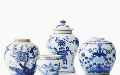 Four Chinese blue and white jars