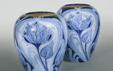 A large pair of early Moorcroft Florian Ware Tulip