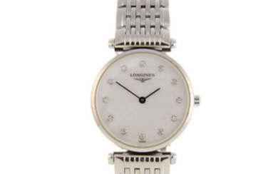 LONGINES - a lady's stainless steel La Grande Classquie bracelet watch with two Longines wrist watches.