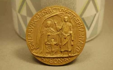 Old Antique Bronze Holy Family Collector Coin +