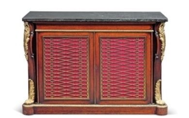 A REGENCY ORMOLU AND BRASS-MOUNTED ROSEWOOD SIDE CABINET, CIRCA 1815