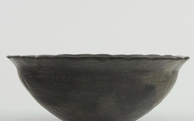 Santa Clara Blackware Pottery Bowl w/ Scalloped Rim ca. 1895