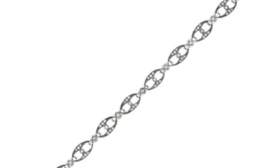 Silver-Topped Gold and Diamond Bracelet
